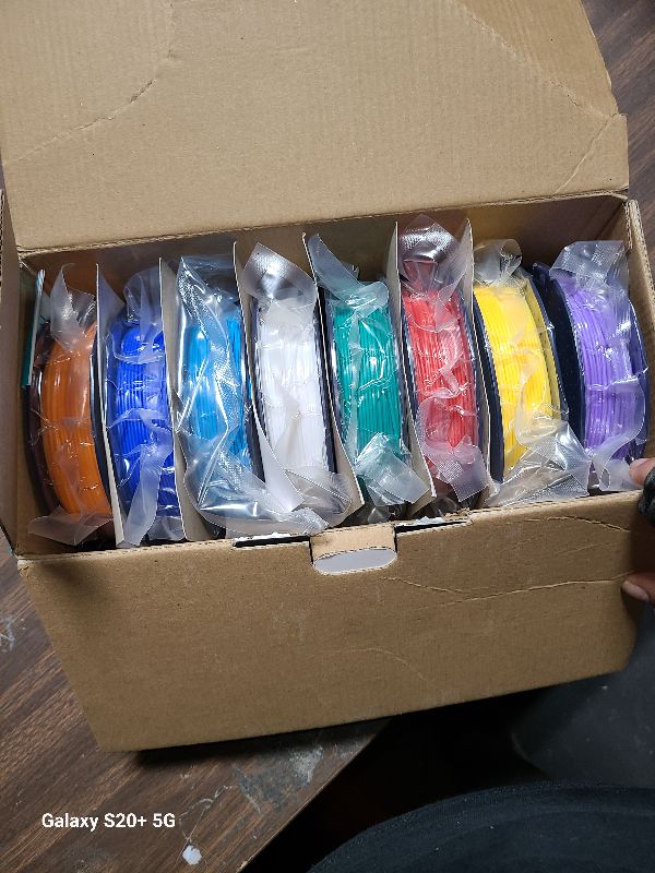 Photo 1 of 250g PLA Filament 1.75mm Bundle, SUNLU 3D Printer Filament Neatly Wound, Individually Vacuum Packed, 250g Spool, 8 Rolls, White+Red+Orange+Yellow+Green+Blue+Cyan+Purple