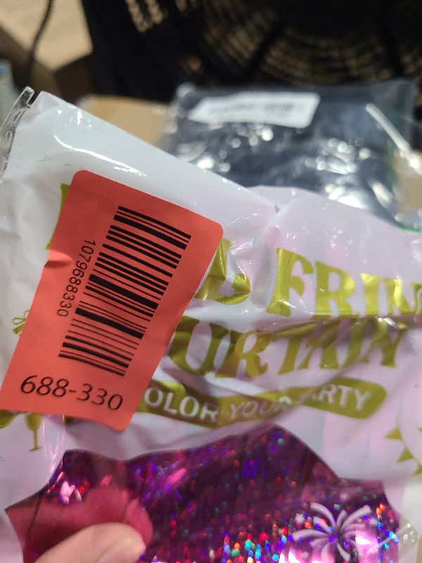 View 2 of 2 Pack Glitter Pink Backdrop, 3.28 FT x 7.05 FT Birthday Party Decorations, Laser Pink Fringe Curtains Foil Streamer Tinsel, Pink Curtains Photo Backdrop Happy Birthday Valentines Day Backdrop