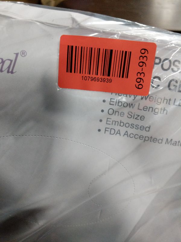 Photo 1 of 100 Count | KingSeal Poly Elbow Length Disposable Gloves, 21 inches from Fingertip to Cuff, Embossed Finish for Better Grip - 1 Pack of 100 (One Size Fits Most)