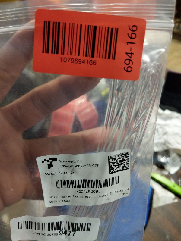 Photo 1 of 10Pcs Luggage Tag Straps Only, Plastic Clear Luggage Tags Bag Tag Loops 5.9 Inch for Name Tags ID Cards Badge Holders Suitcase Label Fastener