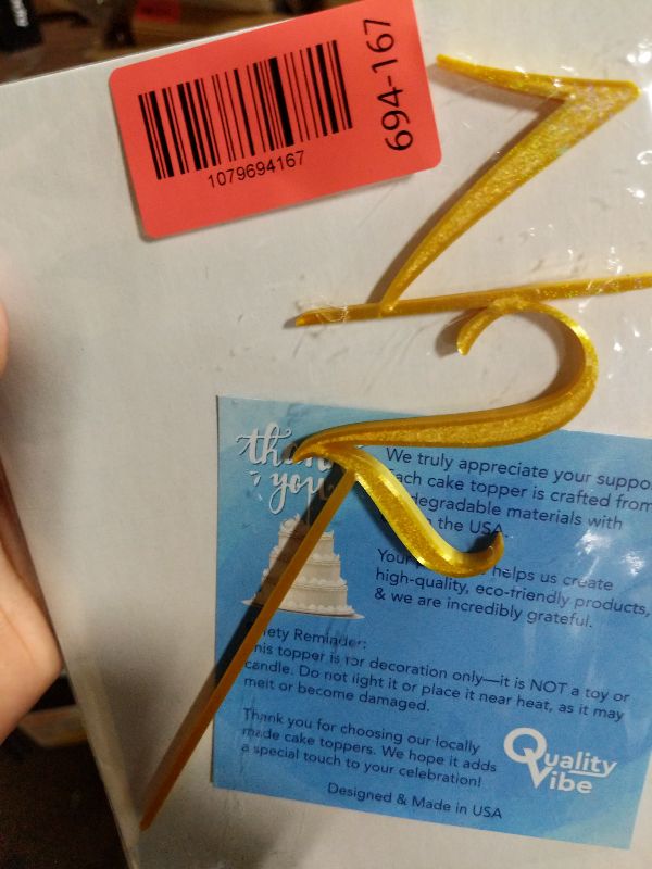 Photo 1 of 1/2 Cake Topper – Half Birthday Decoration, Sparkly, Built-In Stick, Thick & Sturdy, Mess-Free & Reusable Cake Topper for Baby Girl or Boy (Gold)