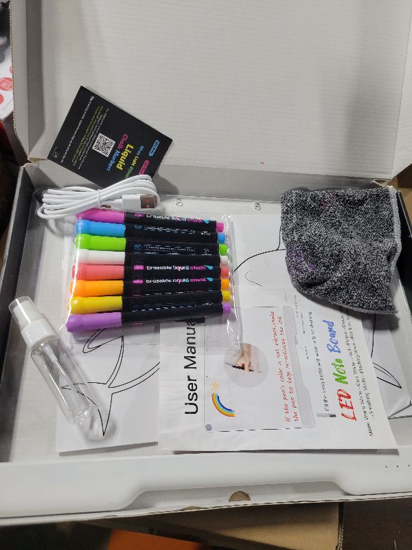 Photo 1 of 16-Inch Rechargeable LED Drawing Board, 9-Color Light Modes, Neon Art Dry Erase Light Up Doodle Glow Pad with Built-in Stand, Sketching Gift Toy for Kids/Girls/Teens, 7 Markers & Tracing Book
