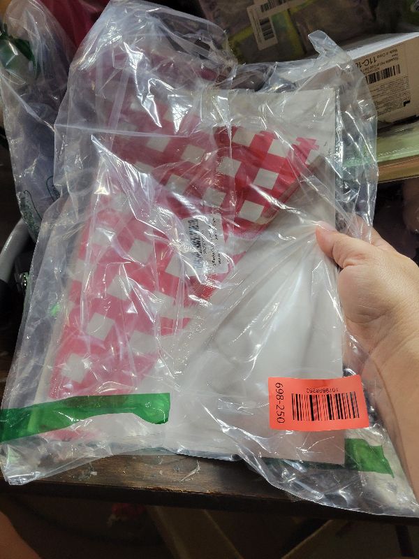 Photo 1 of 2 Packs Red and White Checkered Pennant Banner Pre-assembled Red Flag Triangle Garland Decorations for Picnic BBQ Wedding Birthday Baby Shower Christmas Carnival Supplies