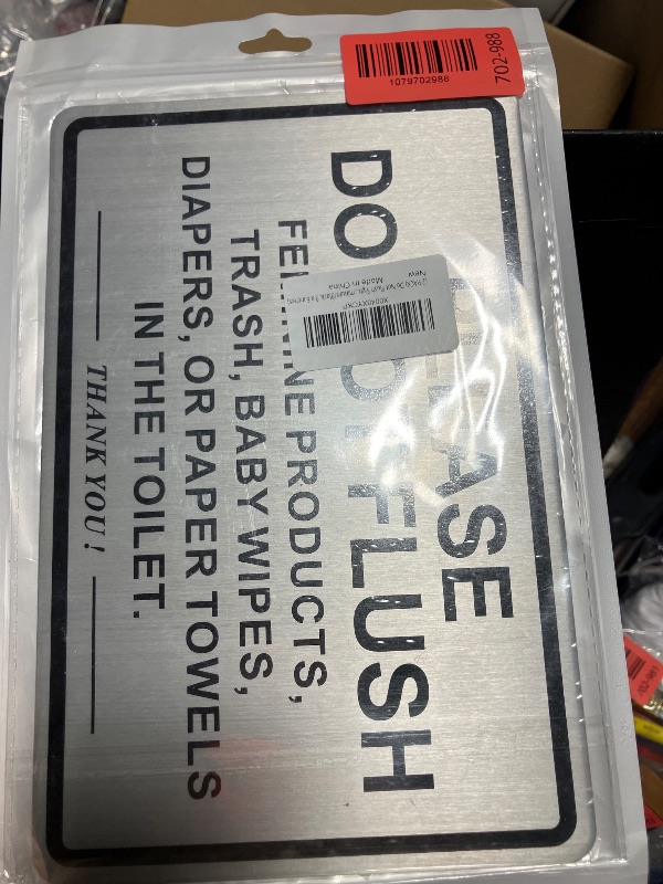 Photo 1 of (2 PACK) Do Not Flush Sign for Bathroom, Self-adhesive Do Not Flush Anything Except Toilet Paper Sign, Aluminum Metal Signs for Business and Home (Brushed Aluminum/Black, 9 x 6 inches)