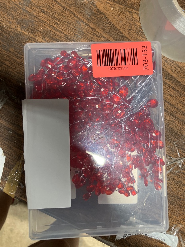 Photo 1 of 25 PCS Acrylic Crystal Flower Branches, Red Floral Picks Artificial Bead Drop Bouquets, Glitter Arrangement with Wire for Christmas Thanksgiving Day Wedding Home Decoration