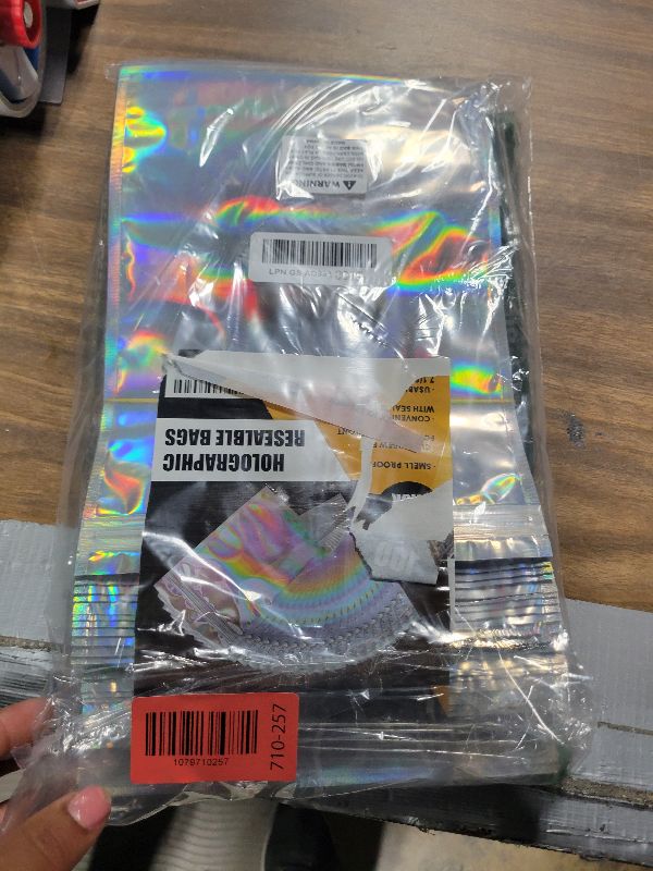 View 2 of 100-pack 7" x 10" Stand Up Mylar Bags with Clear Window 1 Quart Large Holographic Resealable Foil Pouches for Food Storage Smell Proof Edible Packaging Bag for Small Business, Bulk