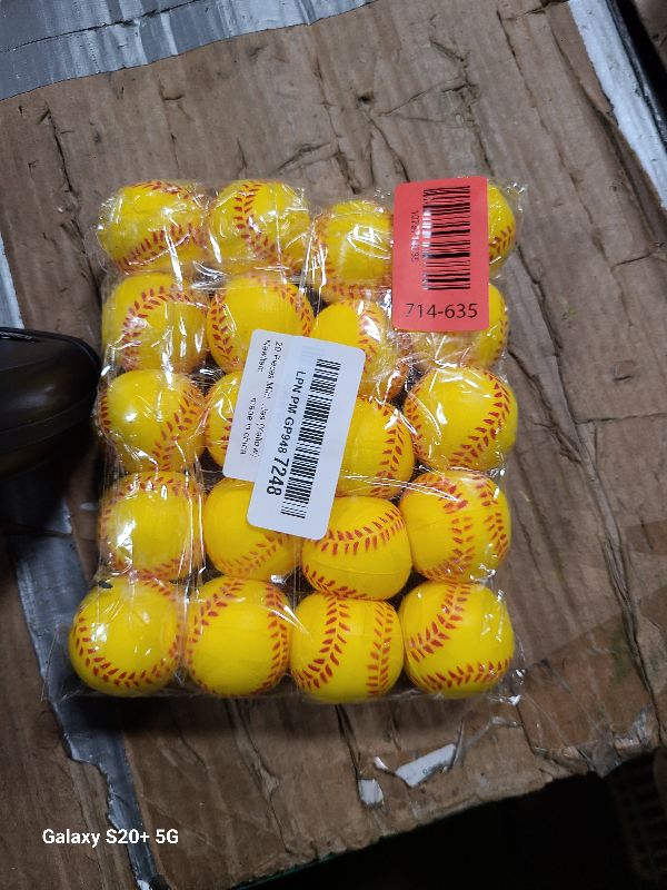 Photo 1 of 20 Pieces Mini Softball Stress Balls, Softball Foam Sports Balls Small Squeeze Anxiety Bulk Toy Ball for Kids Softball Birthday Party, School Carnival Party Supplies (Yellow)
