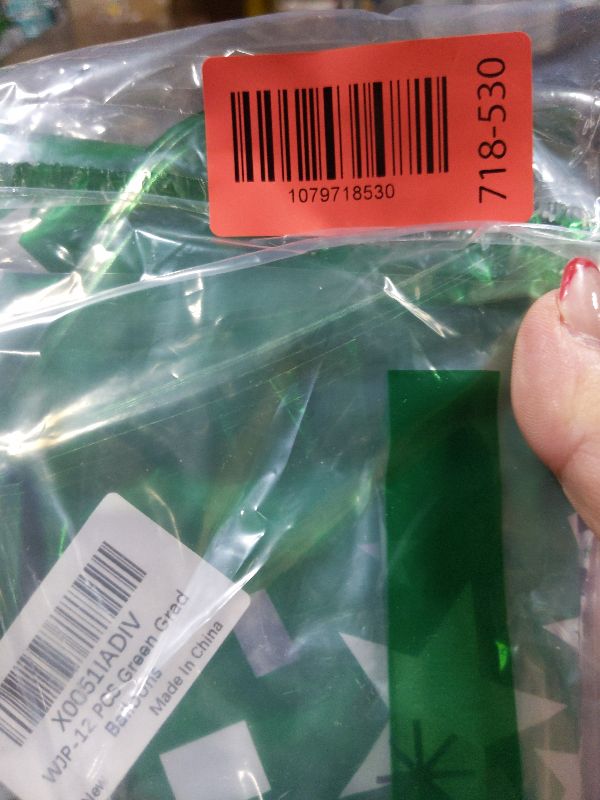 Photo 1 of 12 Pcs Congrats Grad Foil Balloons, Green Star Graduation Mylar Balloons for Kindergarten High School College Graduation Party Decorations Supplies Grad Photo Props