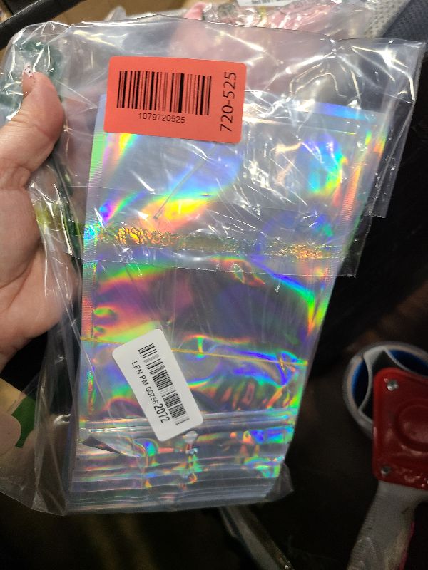 Photo 1 of 150 Pack Holographic Bags 5 x 7 Inches, Resealable Smell Proof Bags Packaging Bag for Small Business, Holographic Sealable Baggie Zip Pouch for Food Storage, Candy, Jewelry Selling