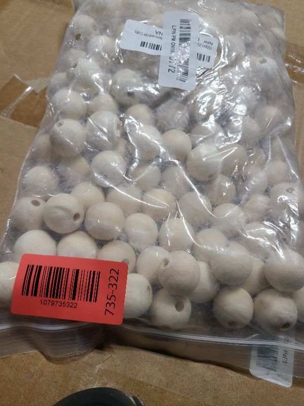 View 2 of 150pcs 25MM Wood Beads Natural Unfinished Round Wooden Loose Beads Wood Spacer Beads for Craft Making Decorations and DIY Crafts
