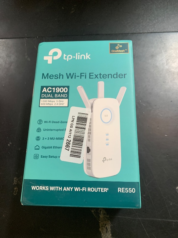 Photo 1 of TP-Link AC1900 WiFi Range Extender RE550 | Dual-Band Wireless Repeater Amplifier w/Gigabit Ethernet Port | Up to 2200 Sq. Ft., 32 Devices | Internet Signal Booster | APP Setup | EasyMesh Compatible