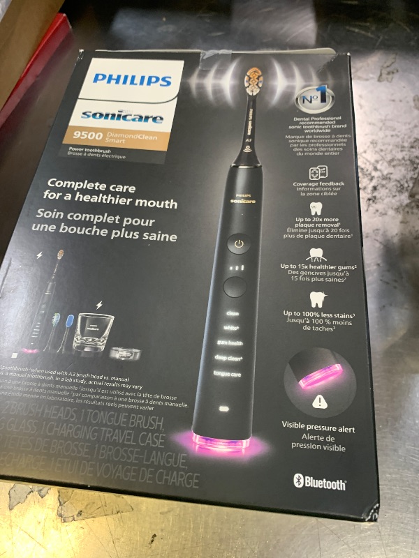 Photo 1 of Philips Sonicare DiamondClean 9500 Electric Toothbrush 3 Brush Heads, Black