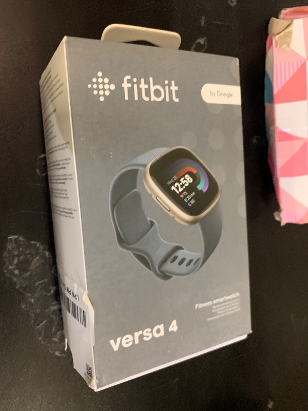 Photo 1 of Google Fitbit Versa 4 Fitness Smartwatch, - Waterfall Blue/Platinum