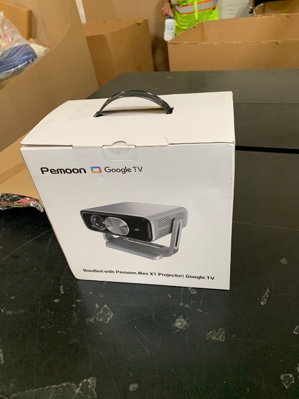 Photo 1 of Smart 4K Projector [Bundled with Google TV Stick] with WiFi and Bluetooth, 3000ANSI, Auto Lens Cap, Portable Outdoor Movie Projector with Built-in Apps Auto Focus for Ceiling/Home Theater/Bedroom