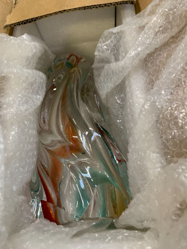 Photo 1 of Generic Hand-Blown Art Glass Vase, 12" Tall Swirl Multicolor Vase