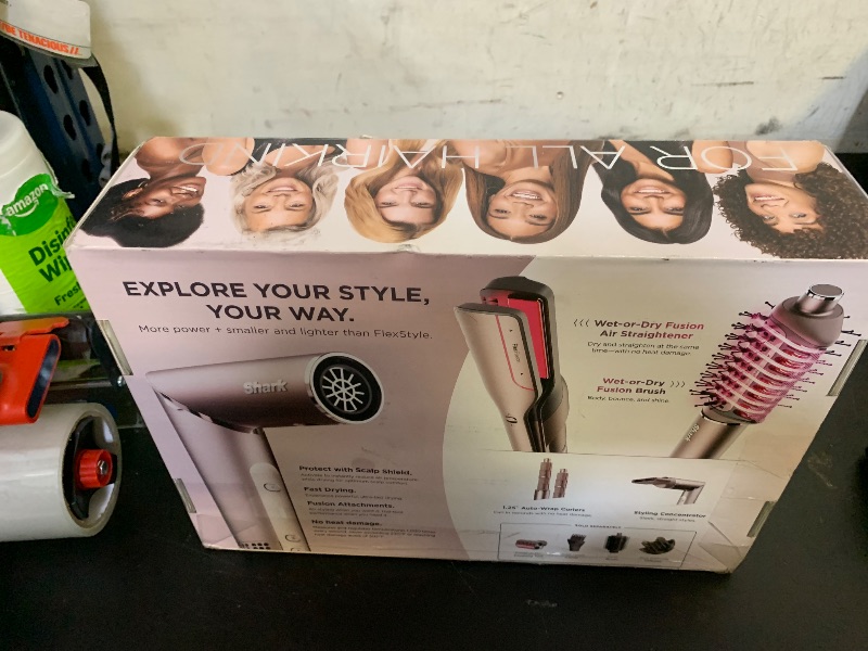 Photo 1 of Shark FlexFusion Ceramic Air Styler, Straightener+Curler, Blush, HD641S