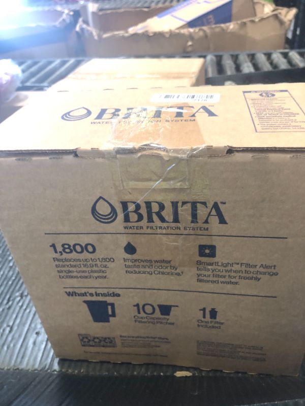 Photo 1 of Brita Large 10-Cup Water Filter Pitcher, WQA NSF/ANSI Certified, Removes Chlorine Taste & Odor, Reduces Zinc, Copper & Mercury, 1 Standard Filter, Lasts 2 Months, Bright White