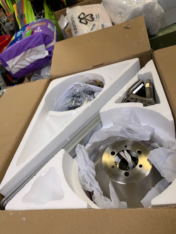 Photo 1 of Ceiling Fans with Lights and Remote Control, Brushed Nickel Flush Mount Ceiling Fan with Light 3-Color Dimmable, Memory for Lighting and Fan Reversible, 6-Speed, Timer, Indoor/Outdoor Use, 52 Inch