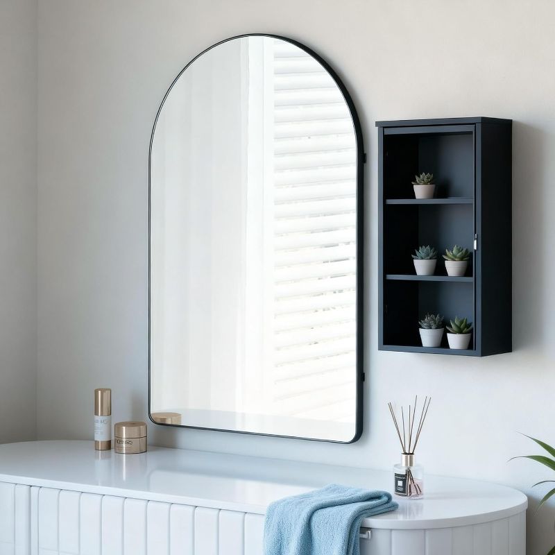 Photo 1 of Arched Bathroom Mirror 24"x36",Black,Tempered Glass
