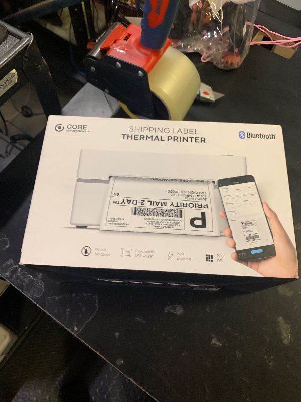 Photo 1 of Core Innovations Bluetooth Thermal 4x6 Shipping Label Printer Bundle, Wireless and USB Label Printer for Small Business, 203 Dpi Printer with 50 Labels, Android, iOS and Windows Compatible, White