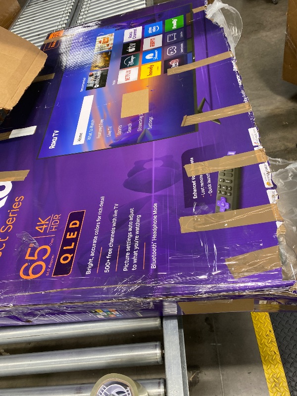 Photo 1 of *****No returns, no refunds*******/ BROKEN*****.Roku Smart TV 2026 – 65-Inch Select Series, 4K QLED TV – Roku TV with Voice Remote – Flat Screen QLED Television with Wi-Fi for Streaming Live Local News, Sports, & Movies – Bluetooth Headphone Mode