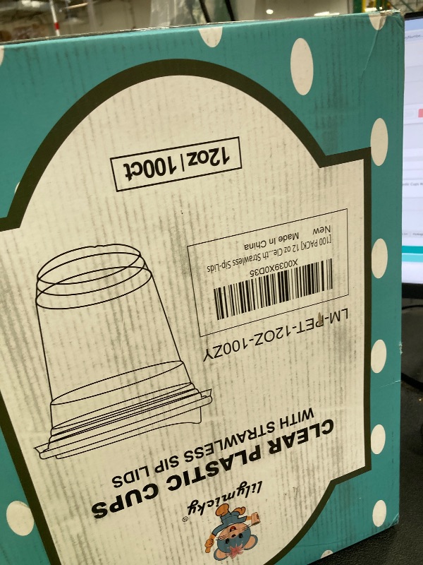 Photo 1 of [100 PACK] 12 oz Clear Plastic Cups With Strawless Sip Lids, Disposable Plastic Cups With Sip Through Lids for Ice Coffee, Smoothie, Slurpee, or Any Cold Drinks