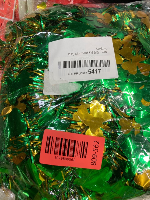 View 2 of ?20/40/60/80 FT? St Patricks Day Garland Decor Gold Green Shamrock Hat Tinsel Garland, Shiny Metallic Streamer Twist Garland Hanging St Patricks Day Decorations for Home Indoor Outdoor Party Supplies