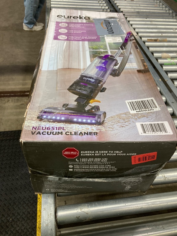 Photo 1 of ***MISSING HANDLE-SELLING AS PARTS ONLY*** Eureka FlexReach Powerful Upright Vacuum Cleaner for Carpet and Hard Floor, Lift-Up Vacuum with Large Dust Cup, Anti-Tangle, NEU651PL, Purple
