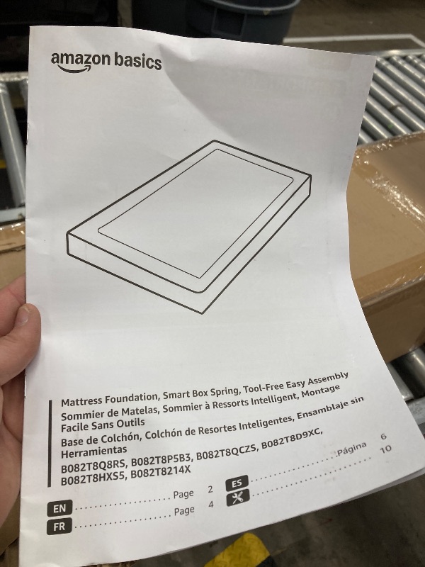 Photo 1 of **black** Amazon Basics Smart Box Spring Bed Base, 7-Inch Height Mattress Foundation, Tool-Free Easy Assembly, King Size Bed, Sturdy Support, Durable Construction, 79" x 75.5" x 7", White