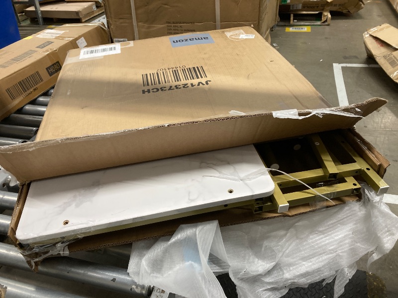 Photo 1 of ***MISSING PIECES -SELLNG AS INCOMPLETE PARTS ONLY***
Garvee Small Dining Table Set for 2 with Upholstered Bar Stools, Counter Height Kitchen Table Set with 3 Storage Shelves, Bar Table and Chairs Set for Studio, Apartment, Small Spaces, Marble White