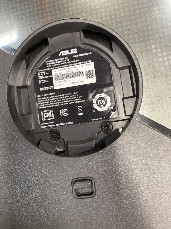 Photo 1 of *NO RETURNS/NO REFUNDS* *Parts only/screen cracked* ASUS ROG Strix 26.5” 1440P QD-OLED Gaming Monitor (XG27ACDNG) -QHD (2560x1440), 360Hz, 0.03ms, Custom Heatsink, OLED Care+, G-SYNC Compatible, 99% DCI-P3, DisplayWidget, AI Gaming, 3yr Warranty
