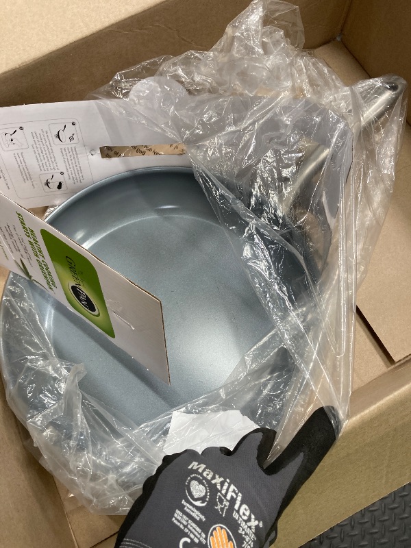 Photo 1 of *lid missing* *dirty* GreenPan Lima Hard Anodized 12" Frying Pan Skillet with Lid, Ceramic Nonstick, PFAS-Free Nontoxic Pots and Pans, Oven & Broiler Safe, Stainless Steel Handle, Cookware for Eggs & Omelet, Gray