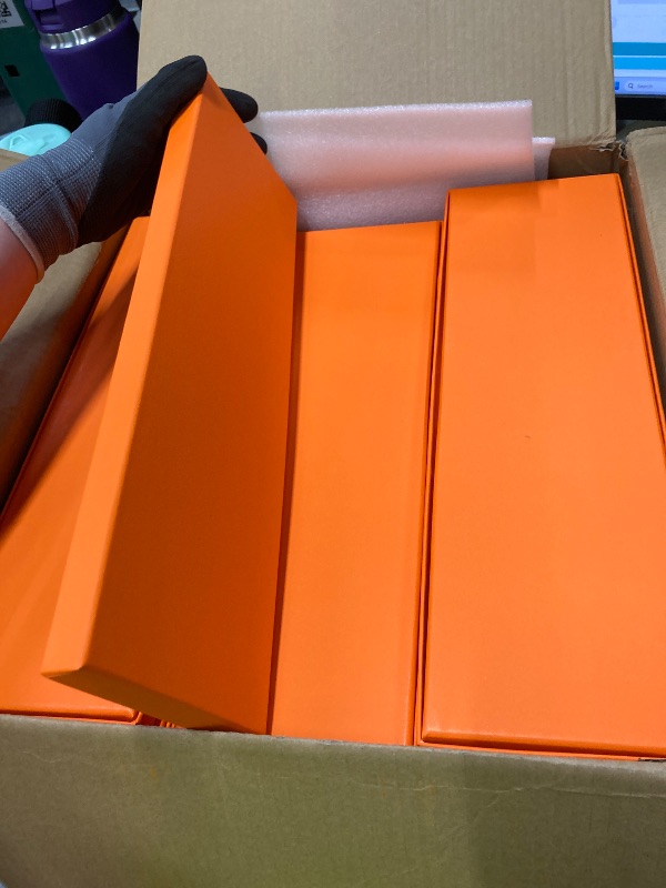 Photo 1 of *Box with small cut* Shinylin 24 Pcs Gift Wrap Tie Boxes Graduation Men Women Sock Scarves Gifts Boxes with Lids 14 x 4.3 x 0.75'' Bulk Cardboard Paper Gift Box for Fathers Day Birthday Wedding Engagement (Orange)
