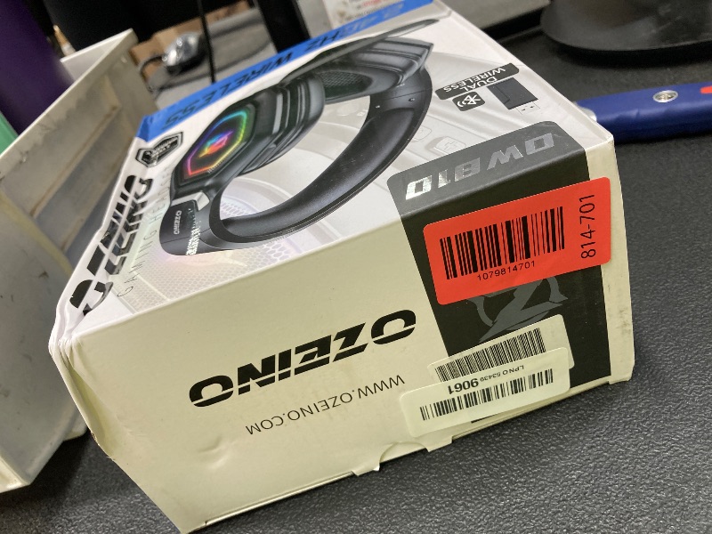 Photo 1 of *Box damaged* Ozeino Wireless Gaming Headset with Flip Microphone, RGB Lighting Gaming Headphones for PS5, PS4, PC - 2.4GHz USB & Type C Transmitter