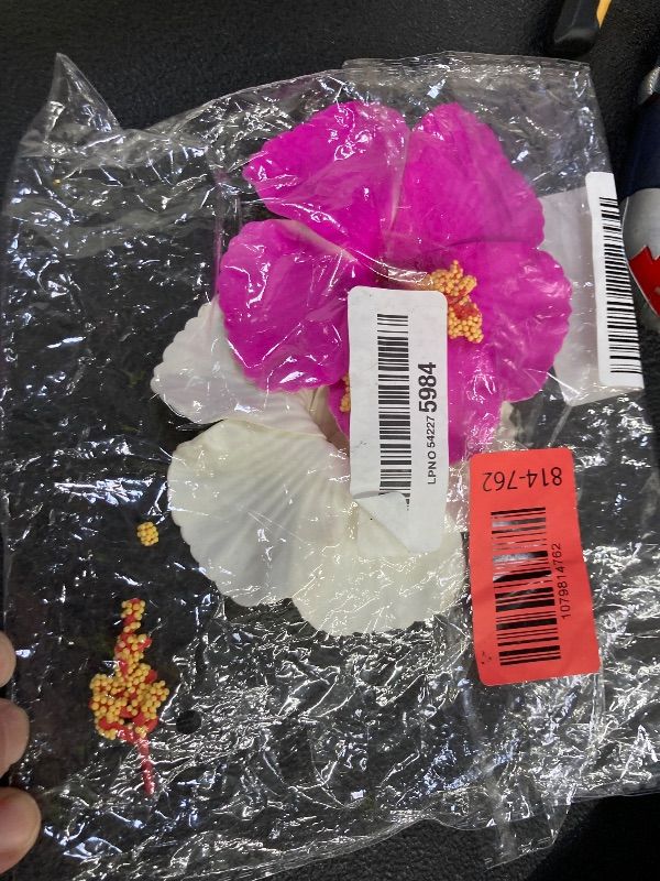 Photo 1 of *Minor damage to flower center* 3 Pack Hawaiian Flower Hair Clips, 3.5" Tropical Plumeria Hibiscus Flower Hair Clip for Women, Hibiscus Hair Clips for Beach, Luau, Wedding Accessories