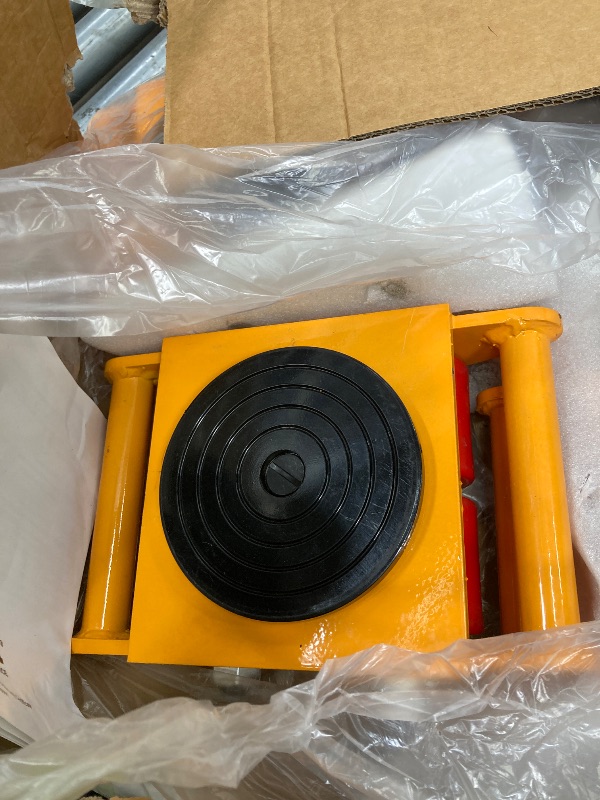 Photo 1 of *HEAVY* *Scratches/damaged box* VEVOR 4PCS Machinery Skates Dollies, 17,637 lb Heavy Duty Equipment Moving Skates with 4 PU Wheels, 360° Rotation Non-Slip Cap, Low-Profile Industrial Mover Rollers for Factory, Warehouse, Workshop