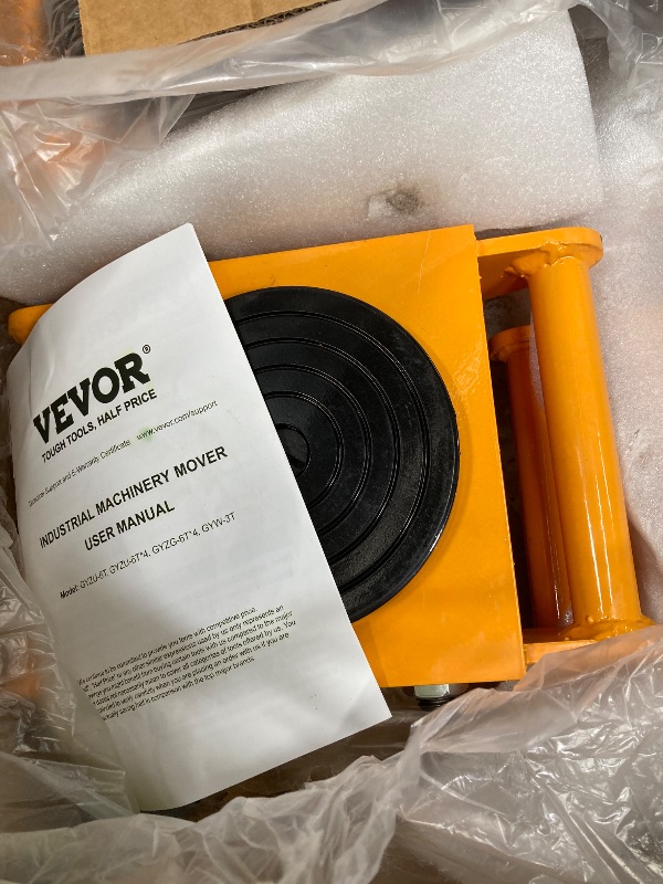 Photo 1 of *HEAVY* *Scratches/damaged box* VEVOR 4PCS Machinery Skates Dollies, 17,637 lb Heavy Duty Equipment Moving Skates with 4 PU Wheels, 360° Rotation Non-Slip Cap, Low-Profile Industrial Mover Rollers for Factory, Warehouse, Workshop
