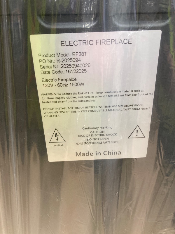 Photo 1 of *Turned on, then off/Unsure if it works* Benrocks 30'' Electric Fireplace Inserts, Recessed & Built in Wall Electric Fireplace Heater with Fire Crackling Sound, Adjustable Top Light & Flame Speed, Overheating Protection, 750/1500W Black