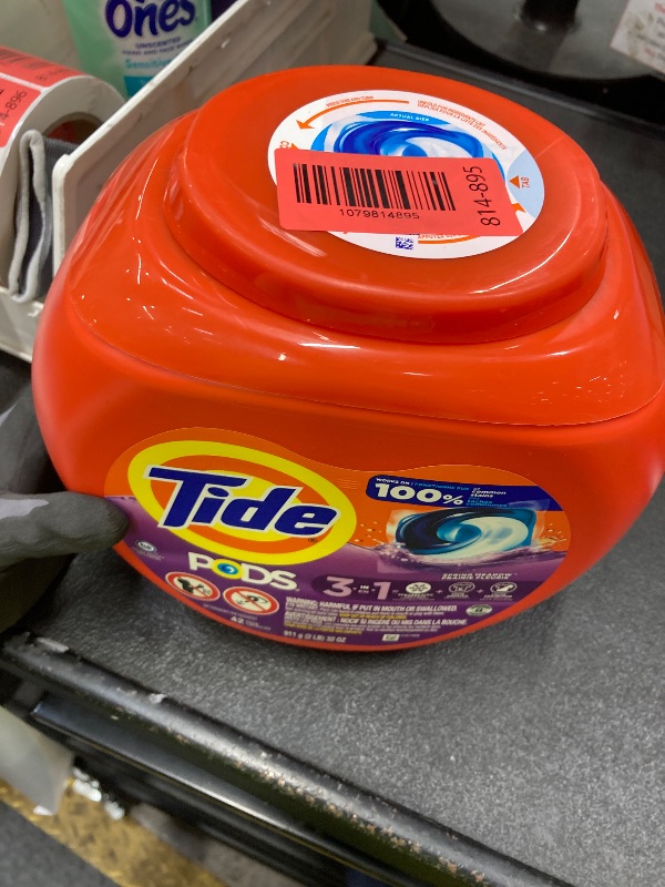 Photo 1 of *Used/missing pods* Tide, Pods laundry detergent pacs, 3-in-1 Stain Remover, Odor Fighter, Color Protector, HE compatible, Spring Meadow Scent, 42 Count