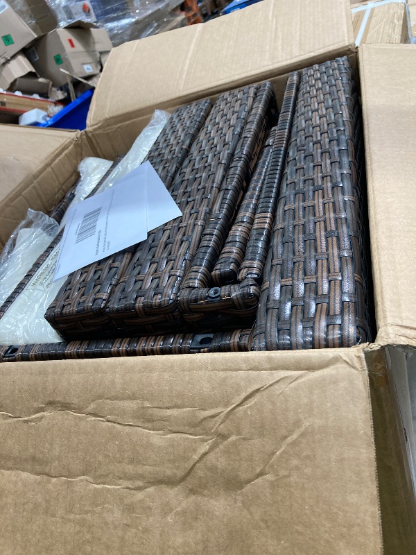 Photo 1 of ** MISSING PARTS 
Sweetcrispy 7-Piece Outdoor Patio Sectional Sofa, Modular PE Wicker Outdoor Sectional with Thick Cushions, Rattan Patio Sofa Set with Coffee Table for Backyard, Poolside, Garden, Deck, Brown