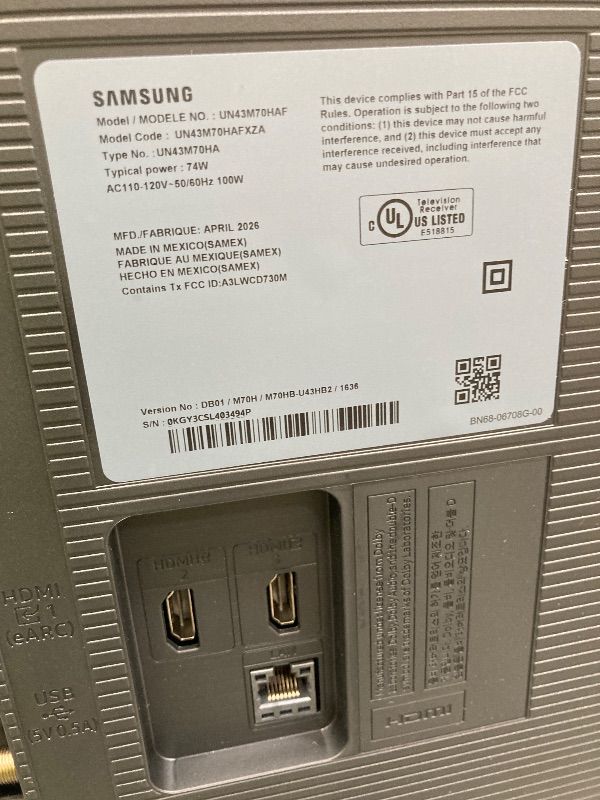 Photo 1 of ** BROKEN *** NO RETURNS ACCEPTED
Samsung 43-Inch Class Mini LED M70H Series Samsung Vision AI Companion Smart TV (2026 Model, 43M70H) LED Processor 4K, Pure Spectrum Color, Motion Xcelerator + DLG 120Hz