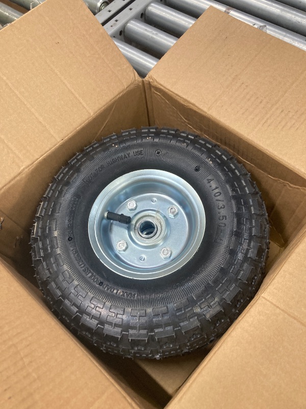Photo 1 of (2 Pack) RRQ 10 Inch Pneumatic Wheel 4.10/3.50-4 Tire, 10" Pneumatic Wheels with 5/8" Bearings,2.2" Offset Hub for Garden Cart, Hand Truck, Lawn Cart, Mower