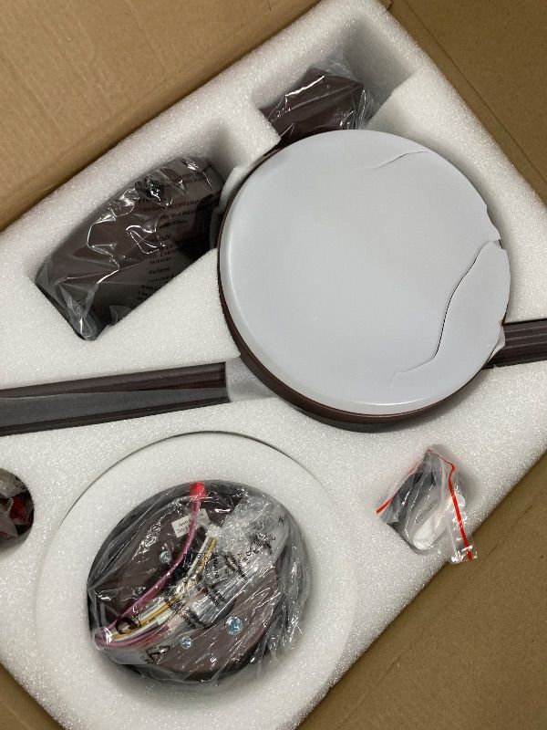Photo 1 of ***CRACKED COVER/PARTS ONLY****VOLISUN 52 Inch Ceiling Fan with Lights Flush Mount, Low Profile Ceiling Fans with Lights, Remote&APP Control,Dimmable 22W LED Light,Queit&Reversible Fan, Brown Ceilings Fans for Bedroom, Living Room