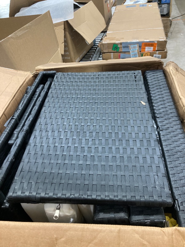 Photo 1 of ***MISSING PIECES SELLING AS PARTS ONLY*** DUMOS INCOMPLETE Outdoor Patio Sectional Sofa, Modular Wicker Furniture with 2.8" Thick Cushions, Adjustable Feet, Weather-Resistant Rattan Outdoor Couch for Backyard, Deck, Garden, Poolside, Black