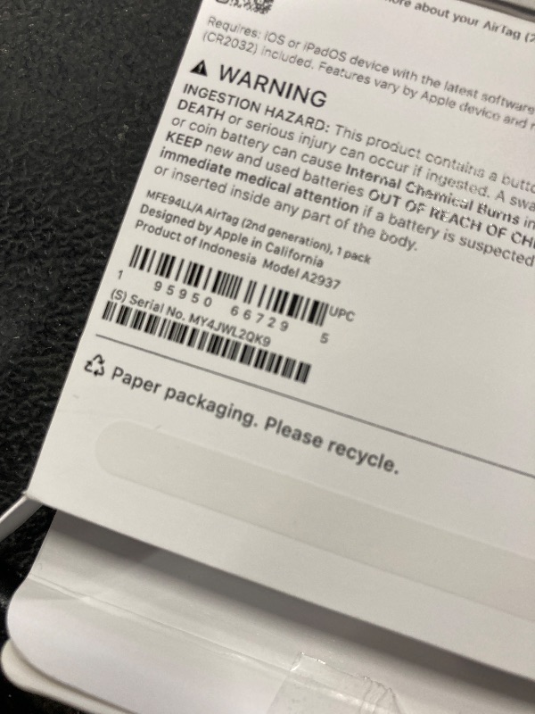 Photo 1 of ***It was programmed to someone else’s**Apple AirTag (2nd Generation): Tracker for Keychain, Wallet, and More; Locator with Sound; Simple One-Tap Setup with iPhone or iPad; Key Finder with up to 1.5X Precision Finding Range
