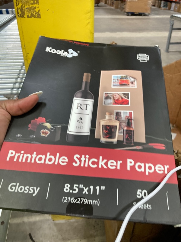 Photo 1 of (50 Sheets) Koala Glossy Sticker Paper for Inkjet Printer, Printable Sticker Paper White, 8.5x11 Inch Self-Adhesive Photo Sticker Printer Paper