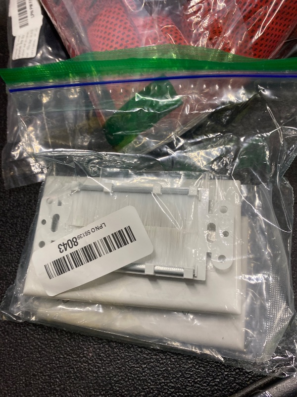 Photo 1 of **missing parts**VCE Brush Wall Plate Cable Pass Through, Single Gang Decorator Wall Cover for Low Voltage Cables, In-Wall Cable Management for Wall Mount TV (White), 2-Pack