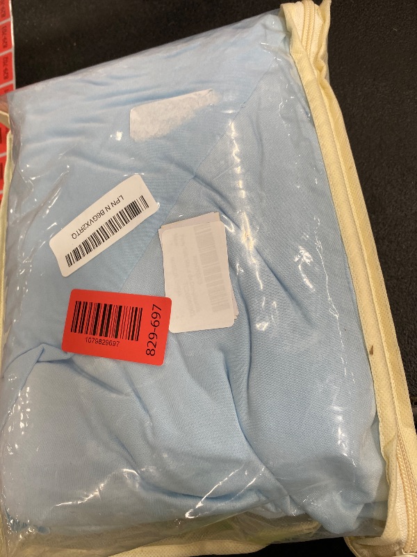 Photo 1 of 1 Pack Baby Blue Tableclothes for 8 Foot Rectangle Tables, One-Piece Wrinkle Resistant Stretch Spandex Table Covers with Skirt for Event Banquet Wedding Birthday Party