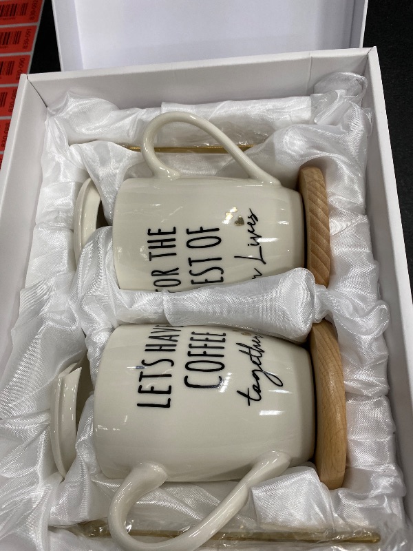 Photo 1 of **MISSING ONE LID***AW BRIDAL Ceramic Engagement Gifts For Couples Newly Engaged Unique Coffee Mugs Set Of 2, 12 Oz| Bachelorette Bridal Shower Gift For Bride, Anniversary Wedding Gifts For Couple Housewarming Gift Ideas