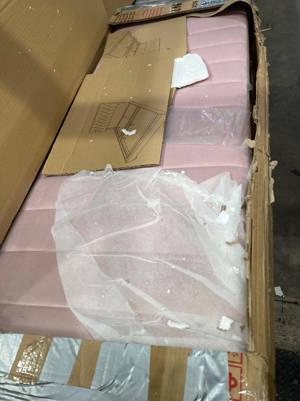 Photo 1 of ***MISSING PIECES -SELLING AS PARTS ONLY*** Merax Full Size Bed with Trundle, Velvet Upholstered Platform Bed Frame, No Box Spring Needed, Wood Slat Support, Modern Luxury Bedroom Furniture for Small Space, Pink